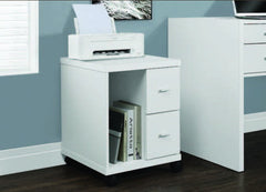WHITE HOLLOW-CORE 2 DRAWER COMPUTER STAND ON CASTORS SUPPORT A ORDI 2 TIROIRS A ROULETTES HOLLOW-CORE BLANC