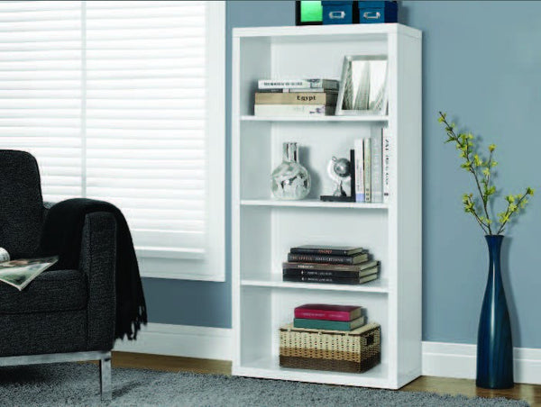 WHITE HOLLOW-CORE 48"H BOOKCASE / ADJUSTABLE SHELVES BIBLIOTHEQUE 48"H / TABLETTES AJUSTABLE HOLLOW-CORE BLANC