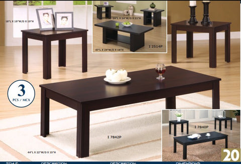 BLACK 3PCS TABLE SET ENSEMBLE 3MCX TABLES NOIR