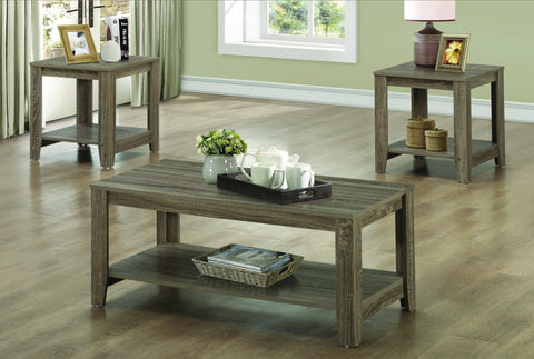 DARK TAUPE RECLAIMED-LOOK 3PCS TABLE SET ENSEMBLE DE TABLE 3MCX ALLURE VIEUX BOIS TAUPE FONCE