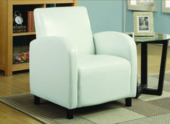 WHITE LEATHER-LOOK ACCENT CHAIR FAUTEUIL ACCENT SIMILI-CUIR BLANC