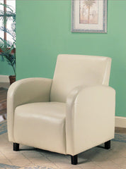 BEIGE LEATHER-LOOK ACCENT CHAIR FAUTEUIL ACCENT SIMILI CUIR BEIGE