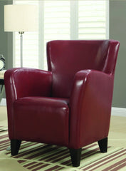 RED LEATHER-LOOK CLUB CHAIR FAUTEUIL CLUB SIMILI-CUIR ROUGE