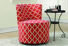 CORAL " LANTERN " FABRIC ACCENT CHAIR WITH SWIVEL BASE CHAISE D'APPOINT TISSU " LANTERNE CORAIL " BASE PIVOTANTE