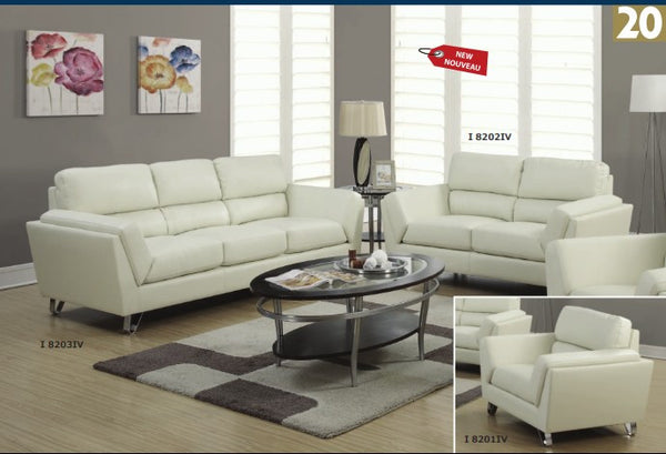 IVORY BONDED LEATHER / MATCH SOFA SOFA CUIR RECONSTITUE / COMBO IVOIRE