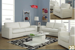 WHITE BONDED LEATHER / MATCH LOVE SEAT CAUSEUSE CUIR RECONSTITUE / COMBO BLANC
