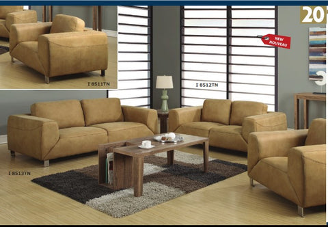 TAN / CHOCOLATE BROWN CONTRAST MICRO-SUEDE SOFA SOFA MICRO-SUEDE CONTRASTE BRUN CHOCOLAT / TAN