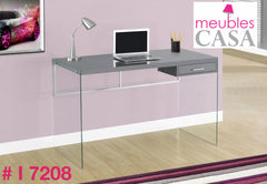 I 7208 BUREAU - 48"L / GRIS LUSTRE / VERRE TREMPE CASA MIA