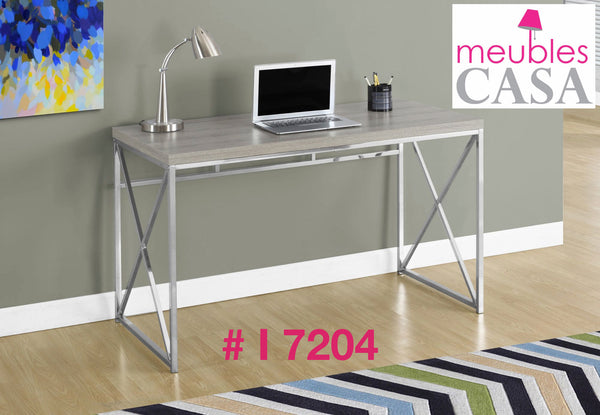 I 7204 BUREAU - 48"L / TAUPE FONCE / METAL CHROME CASAMIA