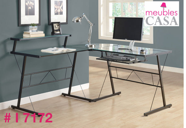 I 7172 BUREAU - METAL NOIR AVEC VERRE TREMPE CASAMIA