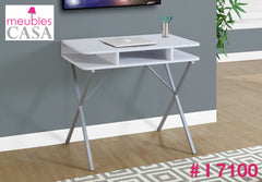 I 7100 BUREAU - 31"L / DESSUS BLANC / METAL ARGENT CASAMIA