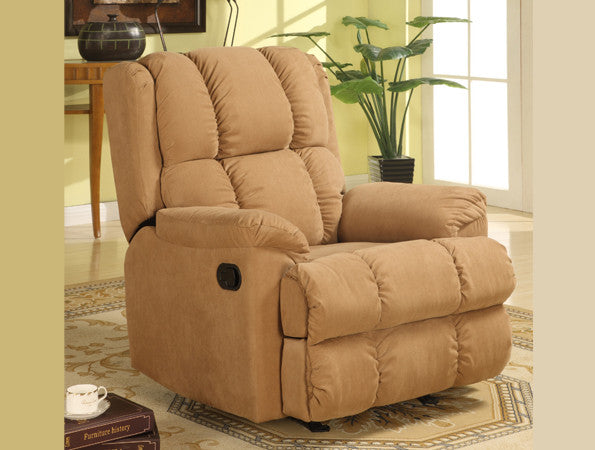 Lory Cappuccino - Lory rocker recliner in microfibre w/padding on seats and arms