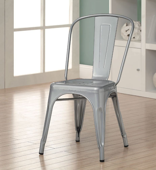 SILVER GALVANIZED METAL 33"H CAFE CHAIR / 2PCS PER CARTON CHAISE CAFE 33"H METAL GALVANISE ARGENT / 2MCX PAR BOITE