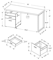 I 7143  BUREAU - 60"L / CAPPUCCINO / METAL ARGENT CASA MIA