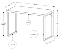 I 7154 BUREAU - 48"L / BLANC / METAL ARGENT CASAMIA